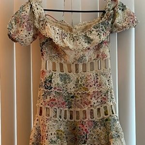 Zimmermann HEATHERS OFF SHOULDER DRESS IN GARDEN FLORAL